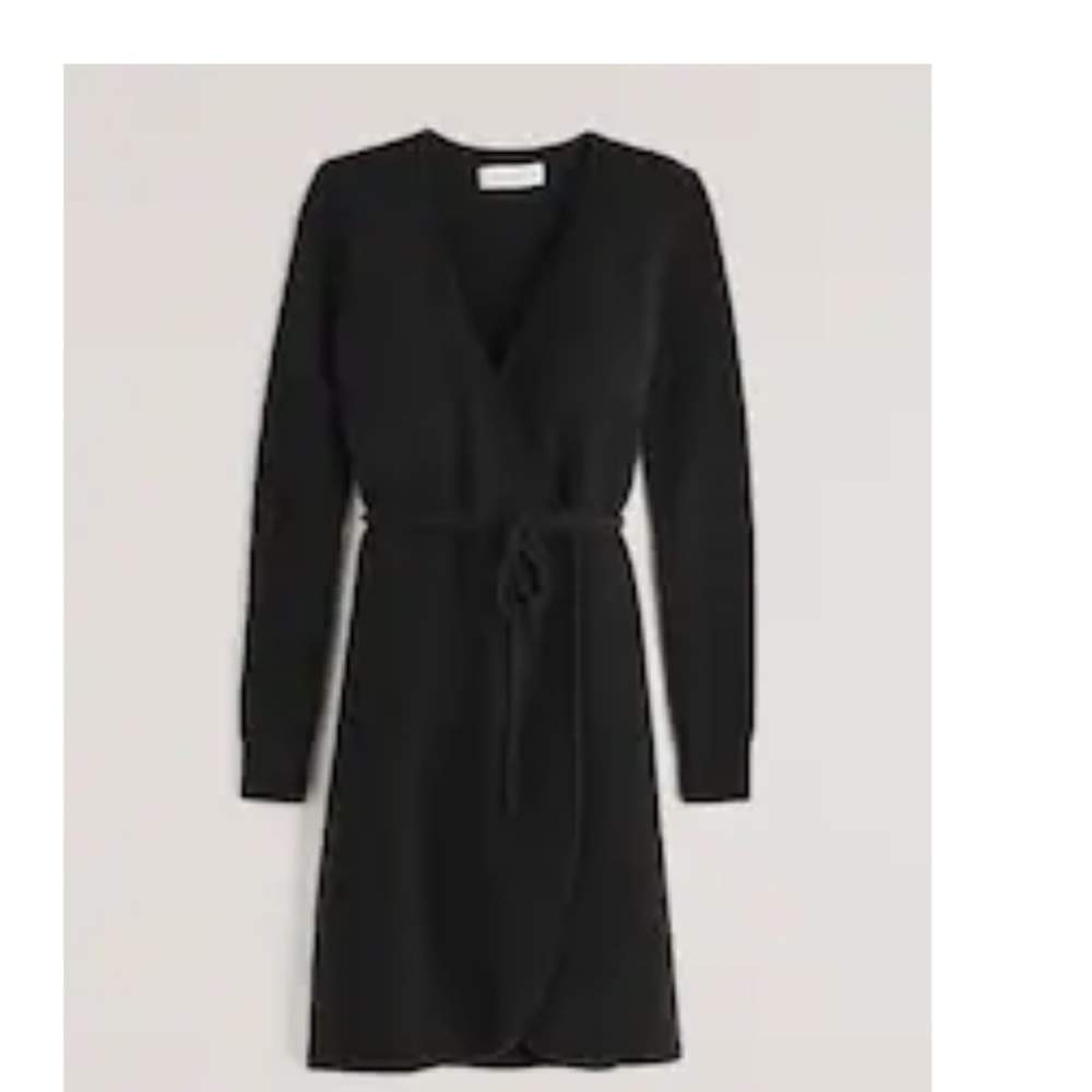 Long-Sleeve Wrap Mini Sweater Dress